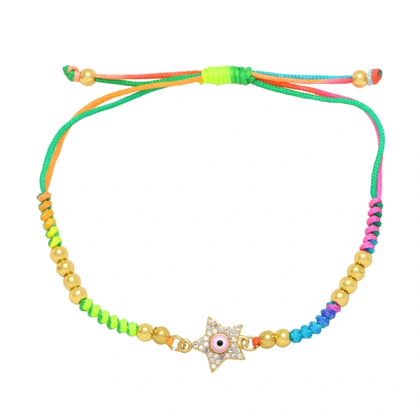 Clearance Star Pentagram Devil's Eye Bracelet Women's European and American Beaded Hand-woven Color Bracelet brh36