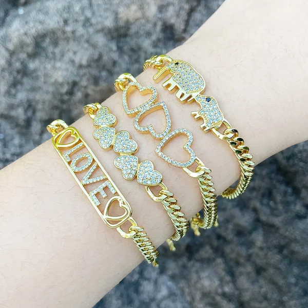 European and American simple fashion love bracelet niche design LOVE inlaid zircon elephant hand jewelry brm18