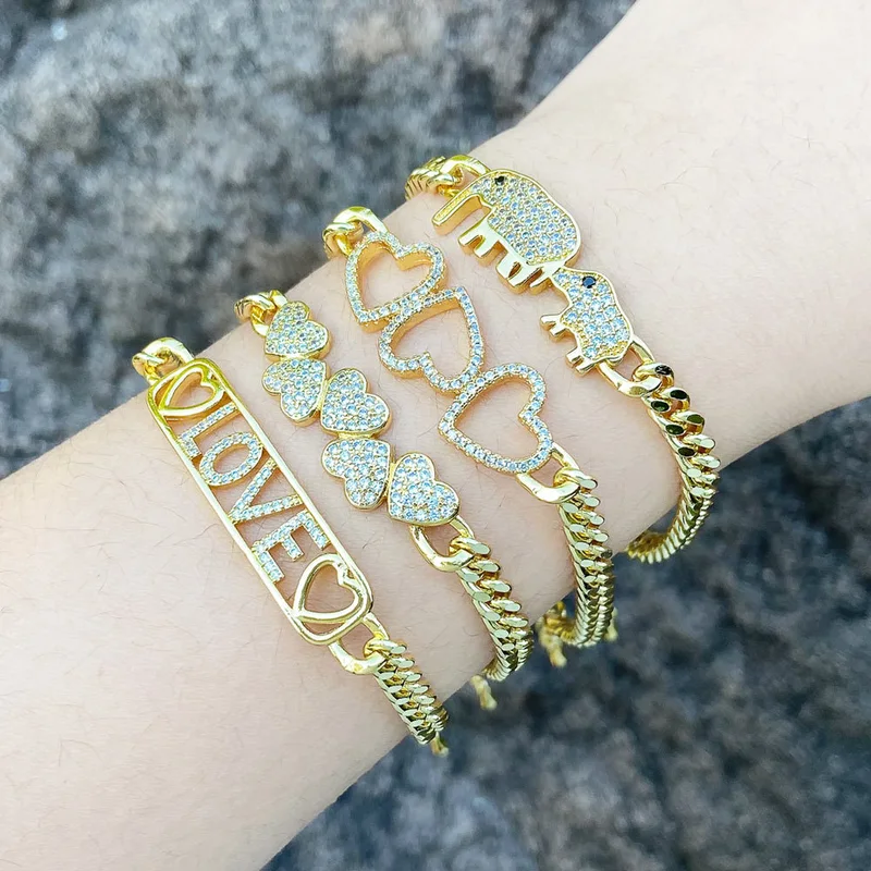 European and American simple fashion love bracelet niche design LOVE inlaid zircon elephant hand jewelry brm18