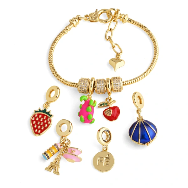AS jewelry hot selling oil drop fruit strawberry Paris Eiffel Tower pendant bracelet hand jewelry brn19