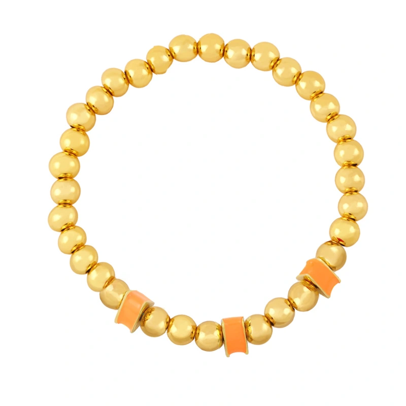 Clearance European and American jewelry color dripping copper plated 18K gold round beads couple beaded bracelet bracelet bre90