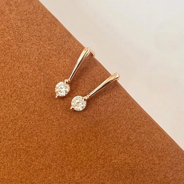 European and Korean simple inlaid zircon earrings daily matching minimalist small earrings fashionable popular women