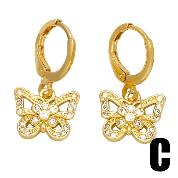European and American INS style simple zircon butterfly earrings women's light luxury niche temperament all-match flower earrings wholesale ert95