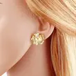 AS jewelry European and American glossy leaf flower earrings female copper plated real gold earrings earrings era071