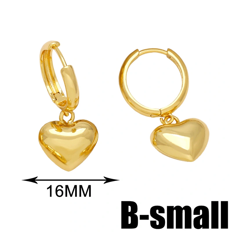 European and American hot selling golden peach heart earrings simple fashion retro love heart shaped earrings ear buckle erv30