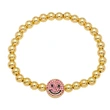 Clearance 18K gold plated colored zircon smiley round bead bracelet for women European and American niche design bracelet brg87