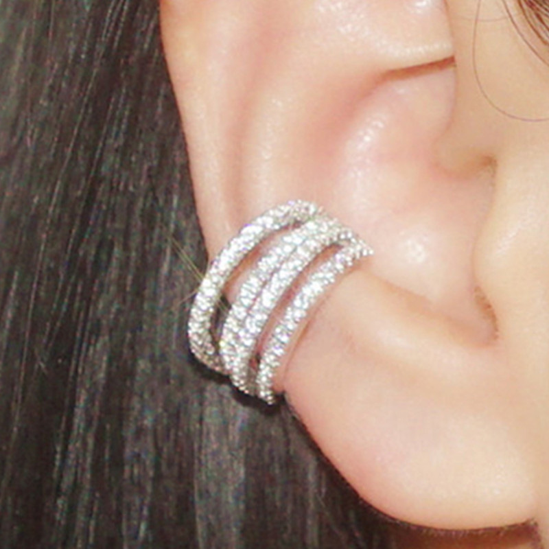 Micro-inlaid multi-layer zircon earrings hot selling double-layer earrings for women Korean style fashion new daily ear clips