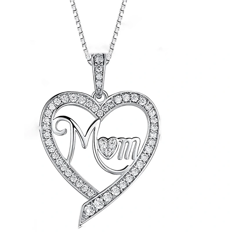 TEMU popular jewelry Mother's Day gift heart-shaped MOM necklace European and American new pendant