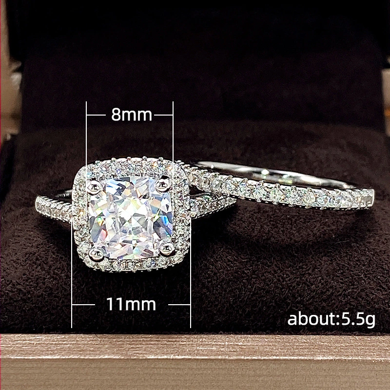 European and American hot-selling zircon ring copper ring two sets of ring fashion jewelry factory wholesale