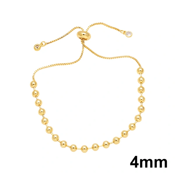 Popular all-match adjustable pull-out round bead bracelet copper 18K gold beaded bracelet bra70