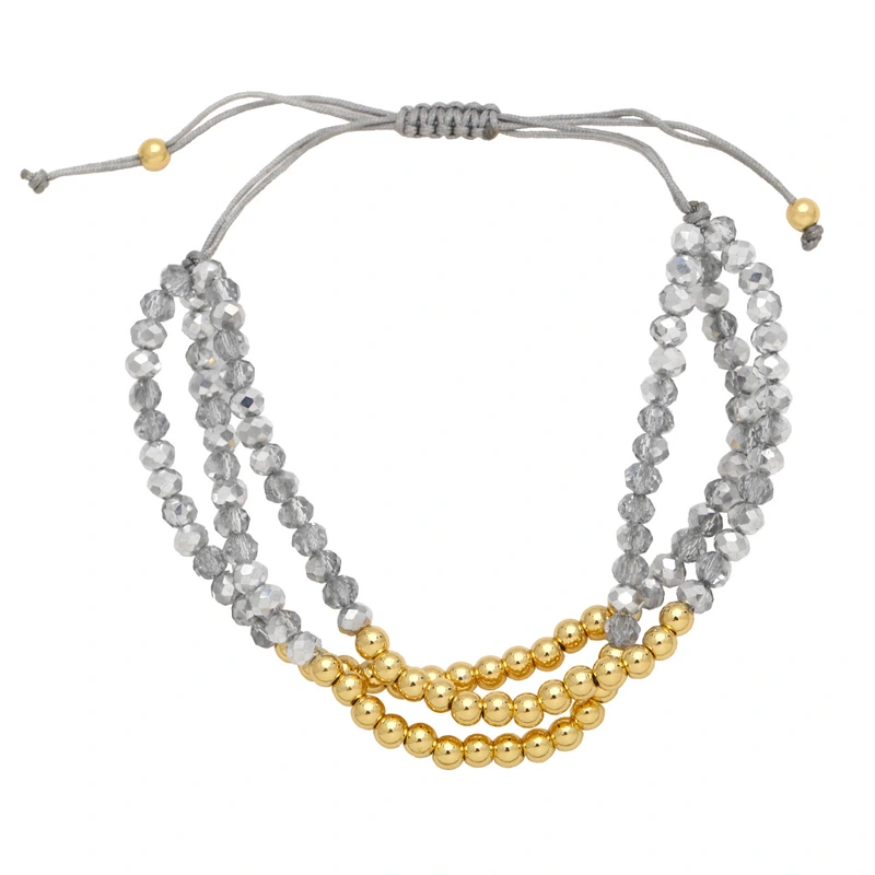 European and American jewelry crystal copper bead braided bracelet women's handmade beaded three-layer stacking bracelet wholesale bra91