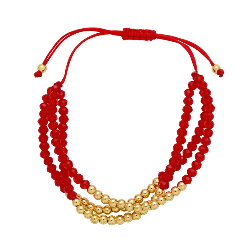 European and American jewelry crystal copper bead braided bracelet women's handmade beaded three-layer stacking bracelet wholesale bra91