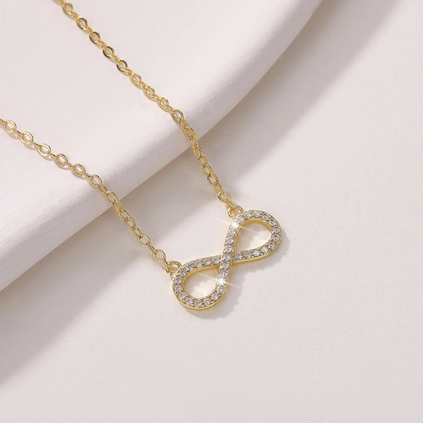 Infinite Love 8-shaped necklace full of diamonds twisted heart diamond women's elegant and versatile temperament fast shaking live broadcast money jewelry