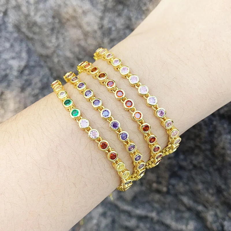 European and American style fashion bracelet Internet celebrity temperament simple color zircon bracelet niche cold style accessories brj93