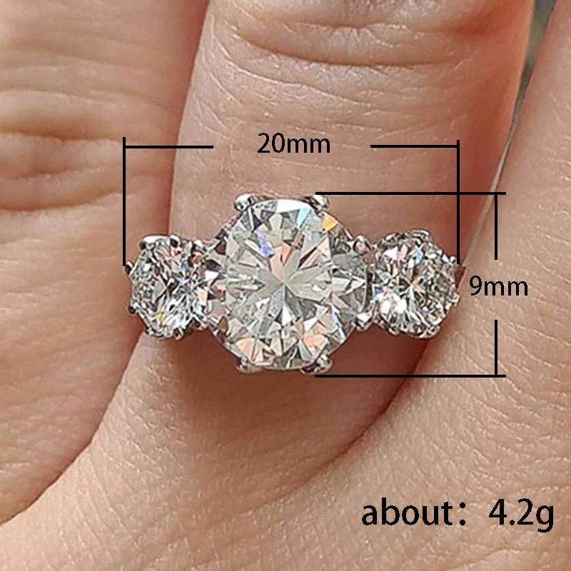 Women's European and American single row three zircon ring popular jewelry e-commerce hot item