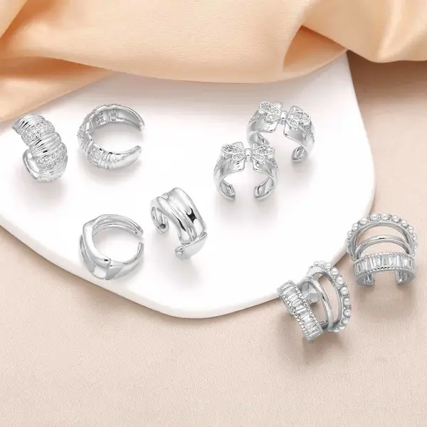 AS jewelry C-shaped double-layer ear bone clip pearl gold-plated zircon earrings earrings era193