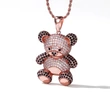 Popular cartoon bear pendant rose gold two-tone zircon men's and women's hip-hop necklace snake bone chain