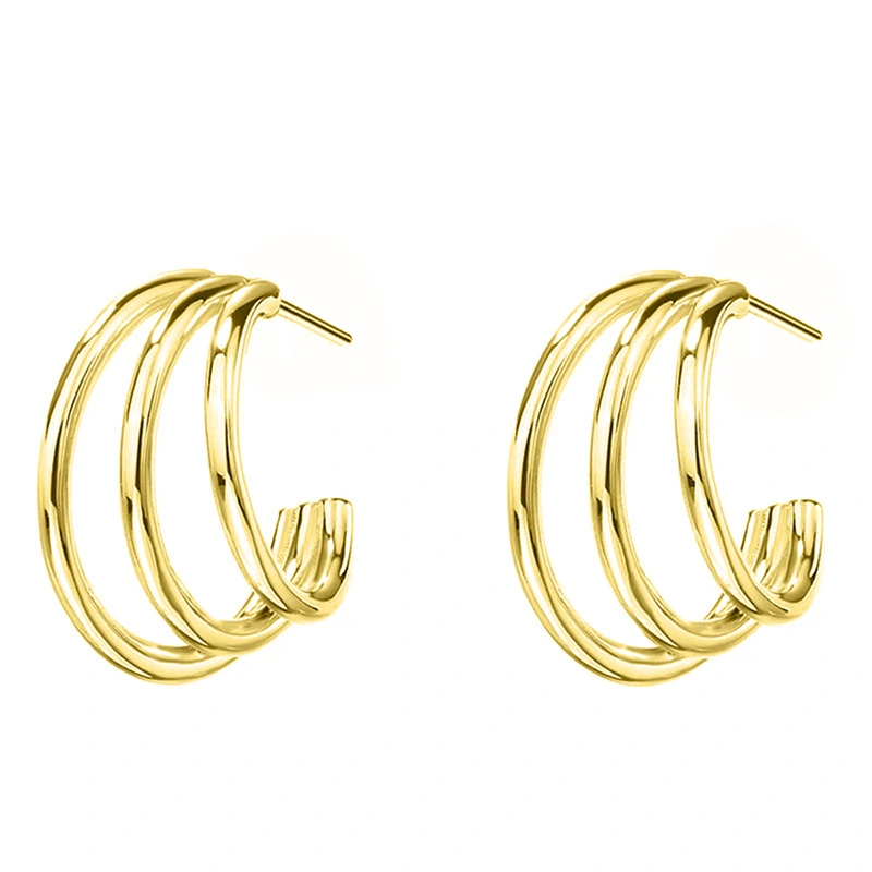  Fashionable and simple multi-layer line earrings French temperament elegant daily wear geometric design sense jewelry