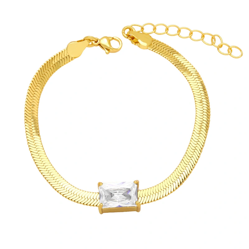 Clearance European and American cold style flat snake bone chain bracelet personality fashion zircon blade chain simple bracelet female brj58