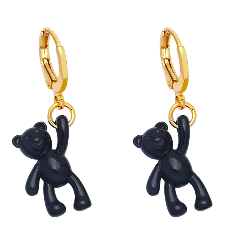Bear earrings for women European and American design personality retro candy color sweet cool trend personality temperament earrings erz04