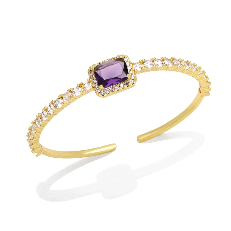 Light luxury super flash zircon bracelet niche design square diamond cold style exquisite open bracelet female trend brj69