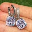 New earrings inlaid with light blue fat square zircon earrings Valentine's Day gift earrings wholesale
