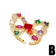 New fashion inlaid colored zircon ring female niche design open gold-plated butterfly ring rih79