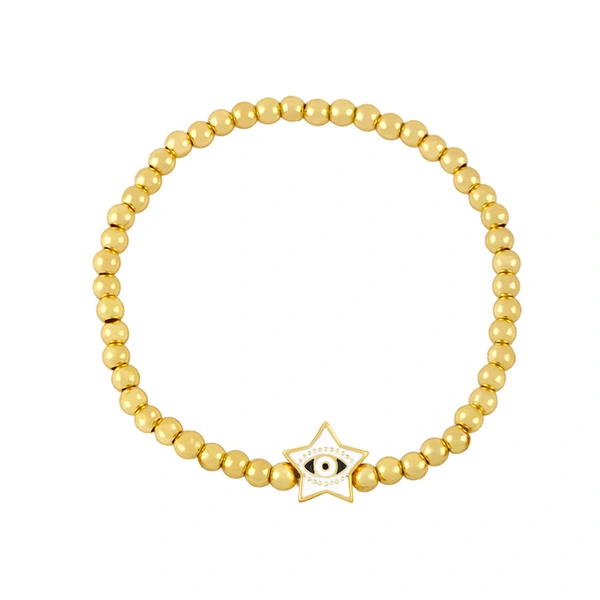 Clearance Five-pointed Star Devil's Eye Beaded Bracelet Women's European and American Simple Gold Bead Elastic Bracelet bre74