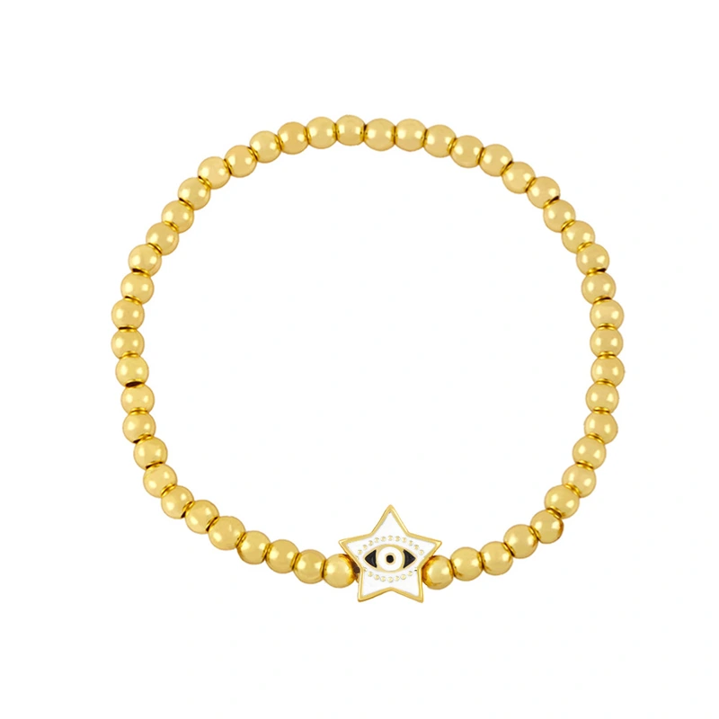 Clearance Five-pointed Star Devil's Eye Beaded Bracelet Women's European and American Simple Gold Bead Elastic Bracelet bre74