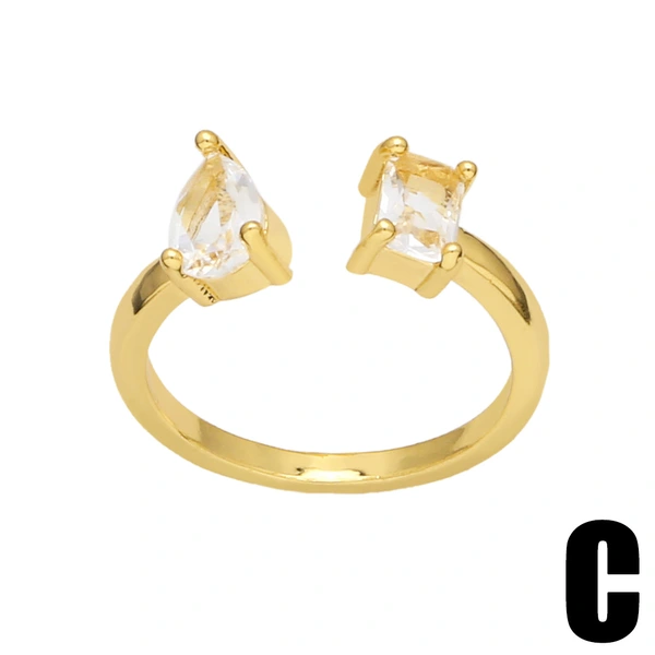 Clearance European and American new light luxury index finger ring retro geometric zircon open ring tail ring ring wholesale rip93