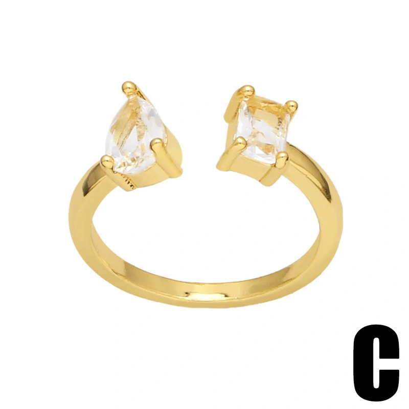 Clearance European and American new light luxury index finger ring retro geometric zircon open ring tail ring ring wholesale rip93