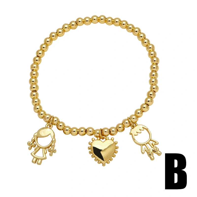 AS jewelry love boy and girl bracelet gold-plated inlaid colored zircon bracelet brf40