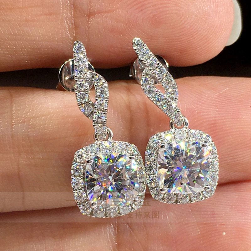New hot selling exquisite full diamond square zircon earrings for women all-match Ruili street style earrings