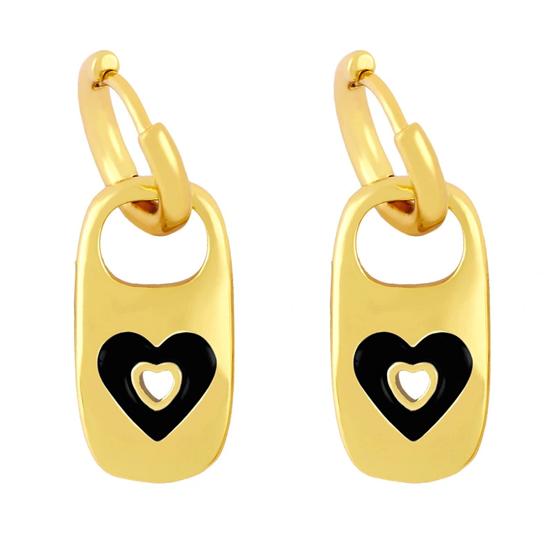 Clearance 2024 Metal Style Earrings Women Creative Personality Oil Drop Geometric Heart Shape Earrings Wholesale erx43