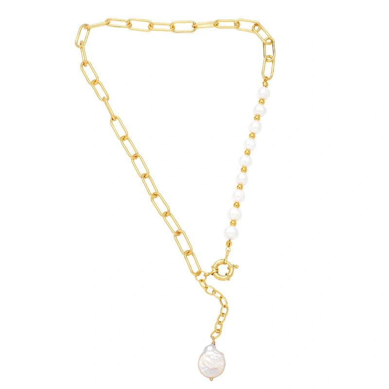 European and American sweet cool style necklace splicing pearl clavicle chain niche design hip hop temperament necklace nkb483