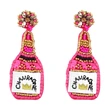 Clearance European and American exaggerated champagne bottle rice bead sequin earrings female embroidered letters CHAMEAGNE earrings ery15