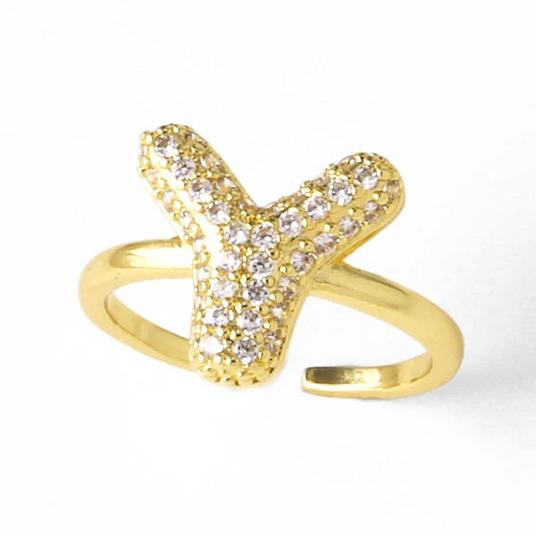 AS jewelry hot item inlaid with zircon 26 English letters open ring female rij23