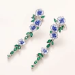 European and American natural long earrings for women, summer oil-drop flower zircon earrings, elegant accessories