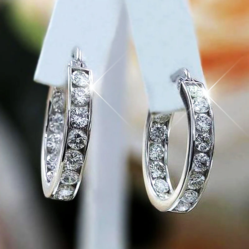 Summer zircon earrings for women, Korean style, personality circle earrings, couples, versatile earrings, internet celebrity earrings