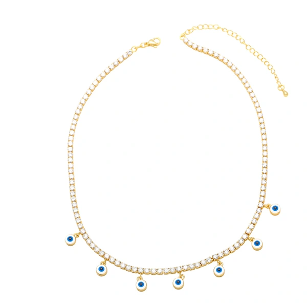 Clearance round devil's eye zircon necklace European and American style niche full diamond sweet cool hot girl style clavicle chain nkb689