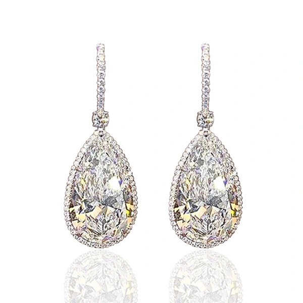 Super flash zircon teardrop earrings atmospheric crystal women's earrings new high-end versatile earrings