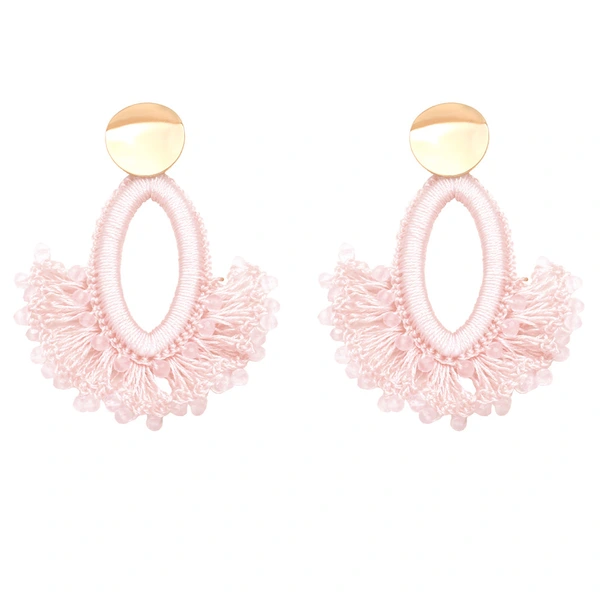 European and American fashion exaggerated handmade rice bead earrings fan-shaped tassel earrings Bohemian ethnic style earrings era304