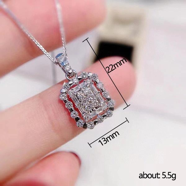 2022 early spring new jewelry hollow micro-inlaid diamond square necklace female trend light luxury pendant pendant