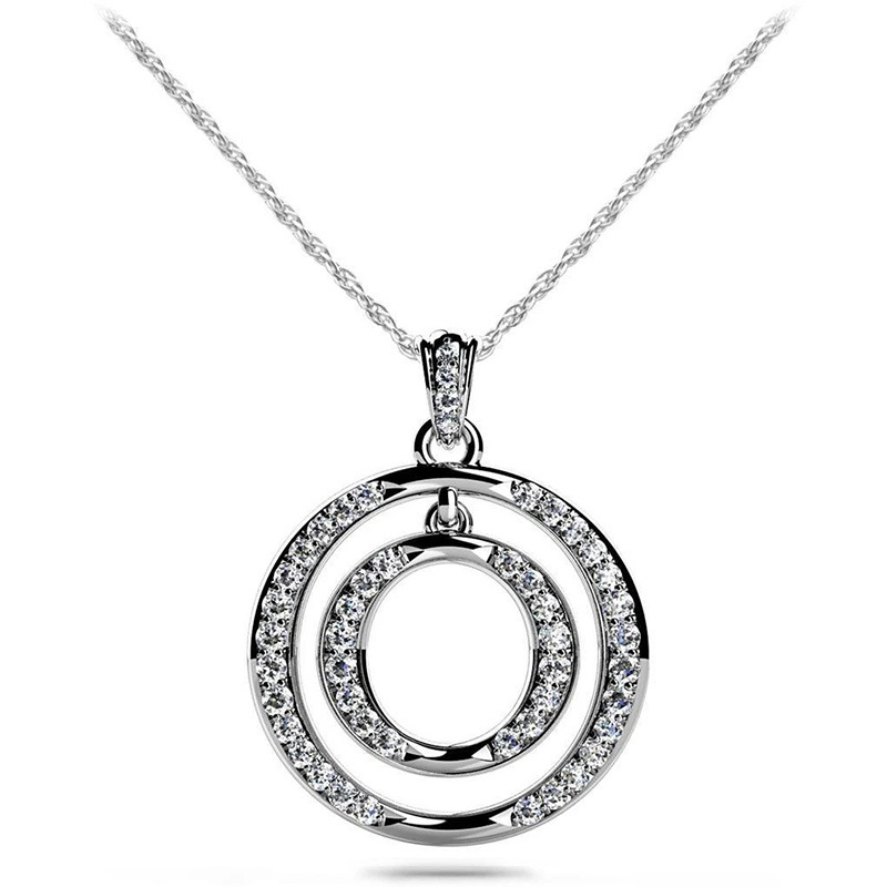 Korean style new fashion double ring diamond necklace simple and versatile boutique necklace clavicle chain