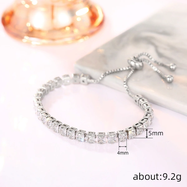 Fashion bracelet for women, niche, simple, high-end hand jewelry, single row, 4mm adjustable jewelry