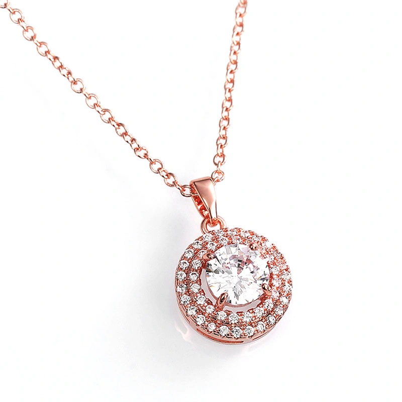 New necklace hot selling copper plated rose gold full inlaid zircon necklace jewelry manufacturers wholesale