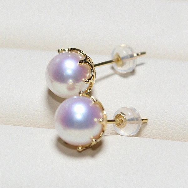 Classic minimalist imitation pearl earrings Japanese round retro Hepburn style earrings temperament princess style earrings