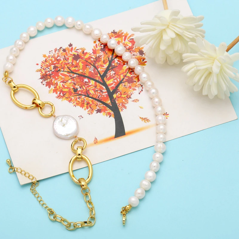 Clearance European and American fashion niche design pearl clavicle chain Baroque freshwater pearl necklace nkb484