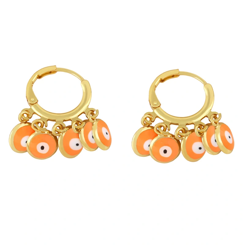 Clearance colorful oil drip tassel earrings female design European and American popular devil eye earrings ery60