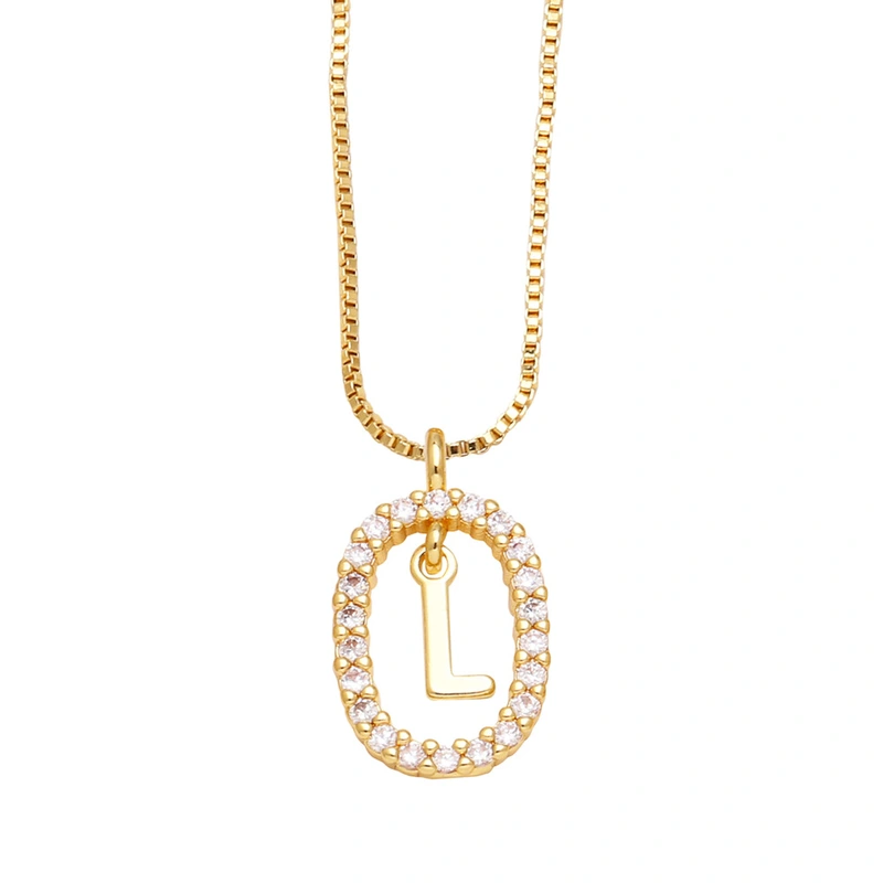 AS jewelry new style inlaid zircon 26 English letters necklace female gold-plated clavicle chain nka019